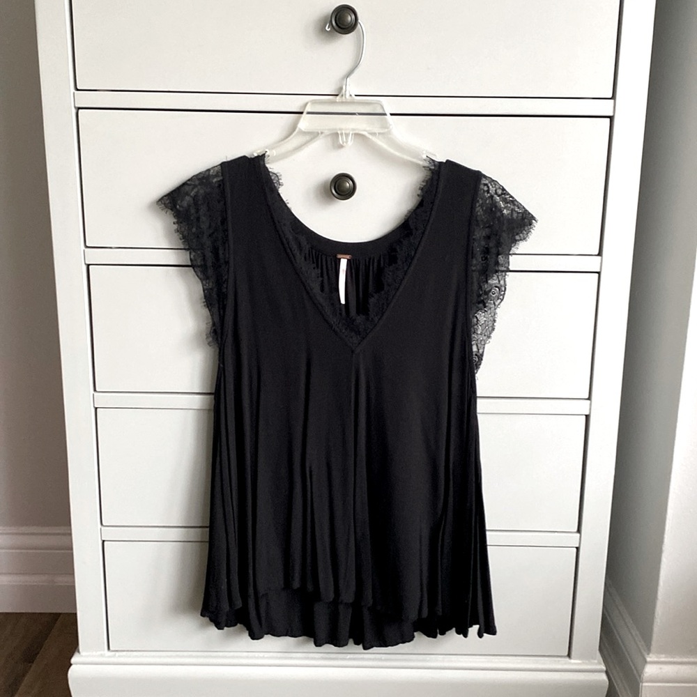 Free People Lovin On You Lace Trim Top